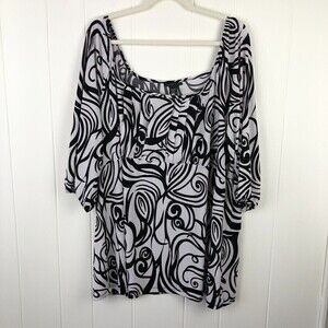 Ingredients Womens Swirl Print 3/4 Sleeve Top 26/28